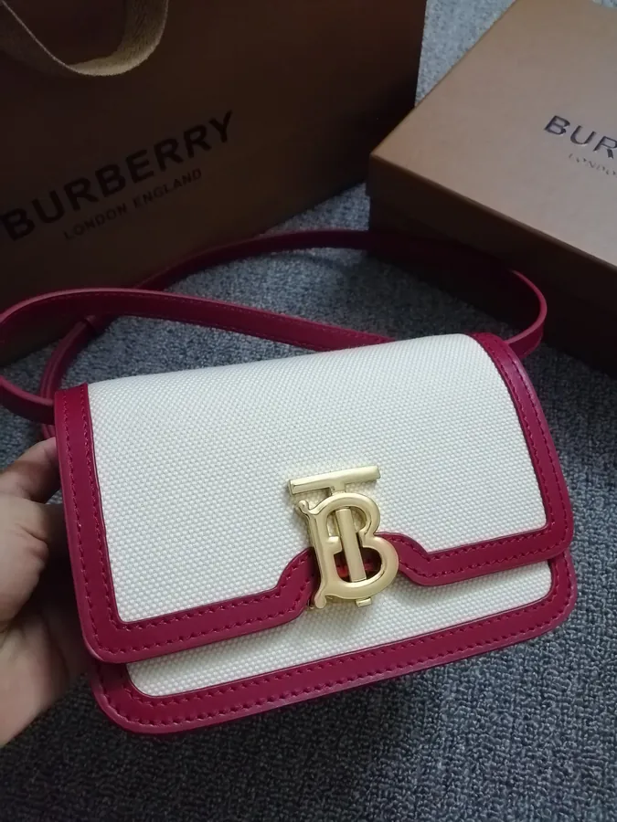 P480 Thomas Bur Mini Signature Dual Tone Canvas and Leather Crossbody Bag