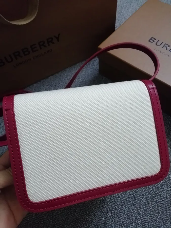 P480 Thomas Bur Mini Signature Dual Tone Canvas and Leather Crossbody Bag