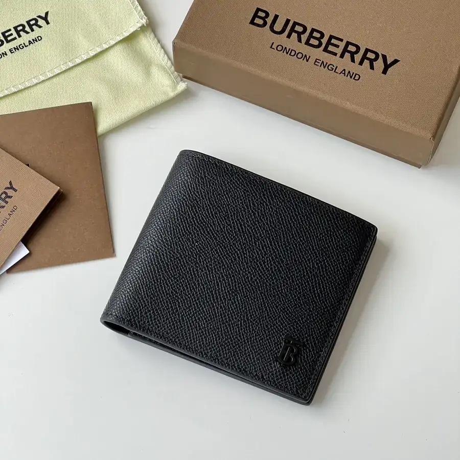 TB Double Wallet in Grained Calfskin and Black Calfskin from B•Home
