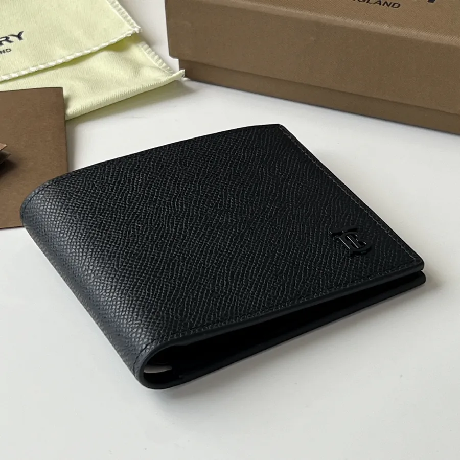 TB Double Wallet in Grained Calfskin and Black Calfskin from B•Home