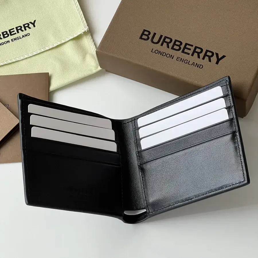 TB Double Wallet in Grained Calfskin and Black Calfskin from B•Home