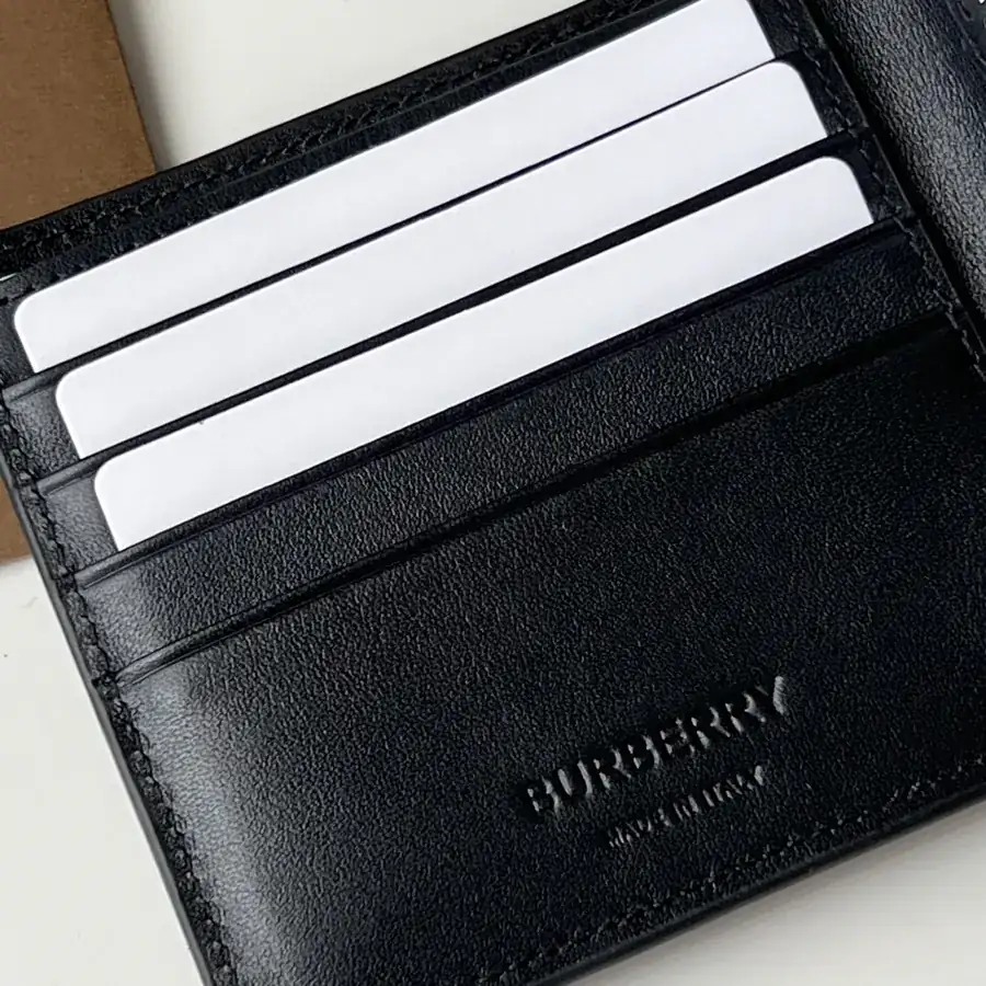 TB Double Wallet in Grained Calfskin and Black Calfskin from B•Home