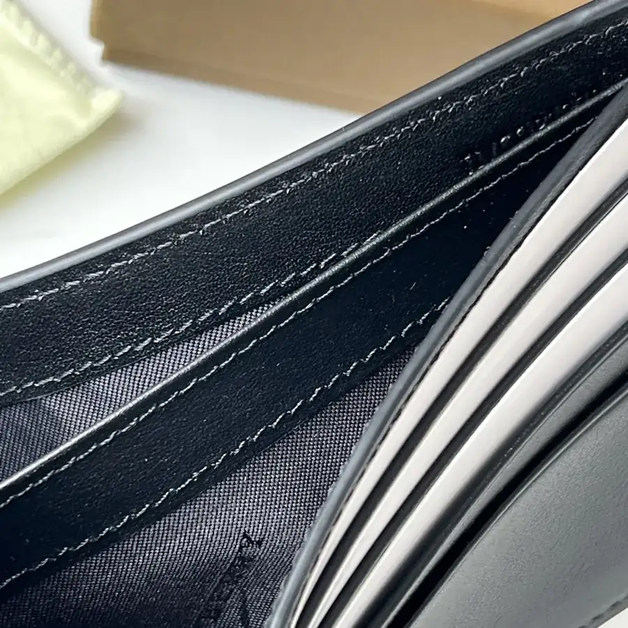 TB Double Wallet in Grained Calfskin and Black Calfskin from B•Home