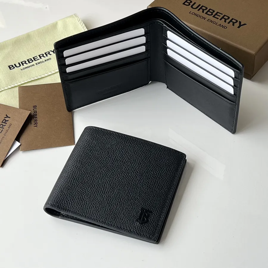 TB Double Wallet in Grained Calfskin and Black Calfskin from B•Home