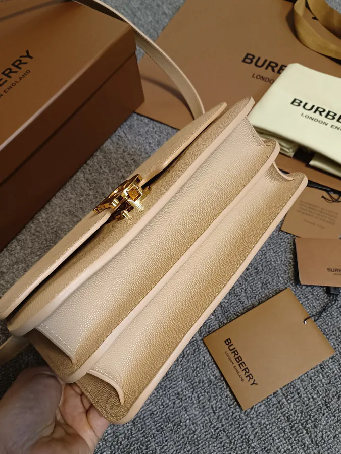 Fish Grained Leather Crossbody Bag with Stand Up Silhouette