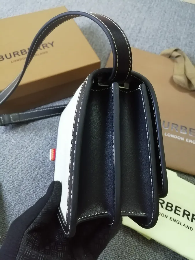 Thomas Bur Inspired Tote with Dual Color Canvas and Leather Buckle