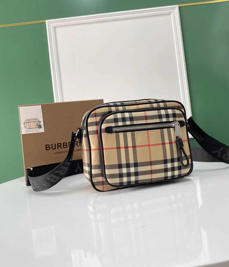 B House Vintage Bucket Bag with Grained Calfskin and Leather Trim