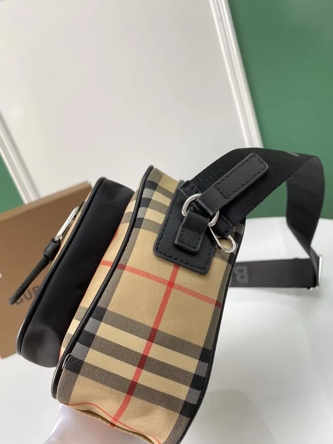 B House Vintage Bucket Bag with Grained Calfskin and Leather Trim