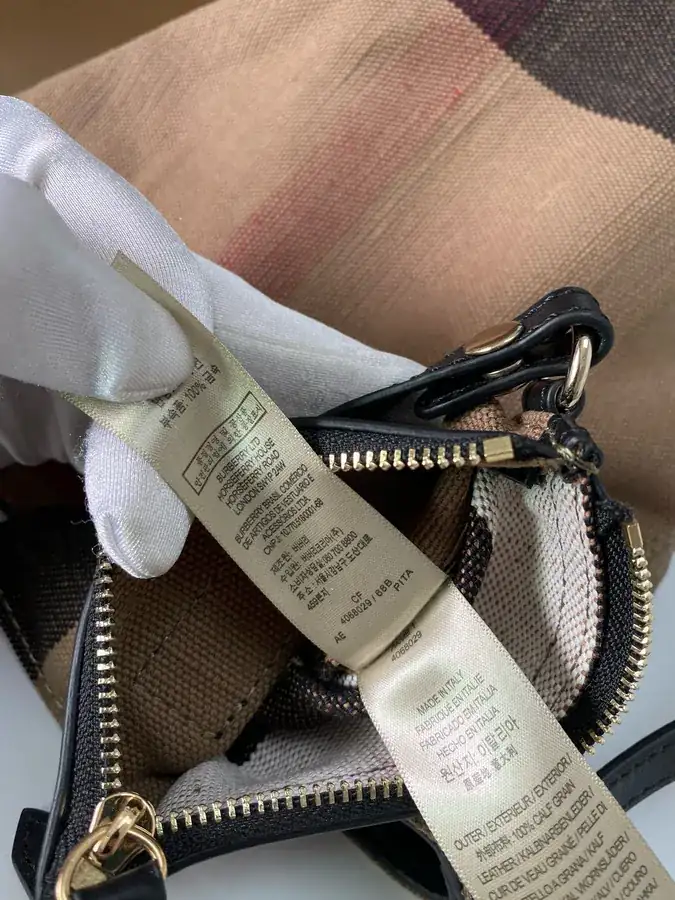 The Ashby Bucket Bag Canvas Check Pattern with Top Grain Leather Trim