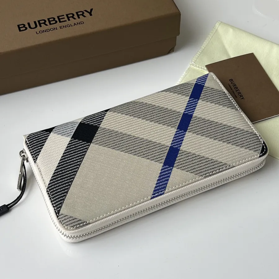 Large Zip Wallet with Decorative Patterned Fabric and B Zip Pull