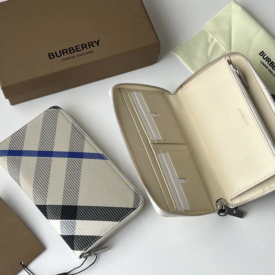 Large Zip Wallet with Decorative Patterned Fabric and B Zip Pull