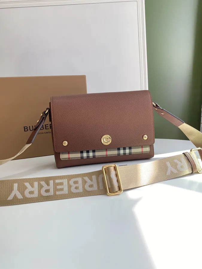 B House Mini Crossbody Bag with Grained Leather and Vintage Tartan