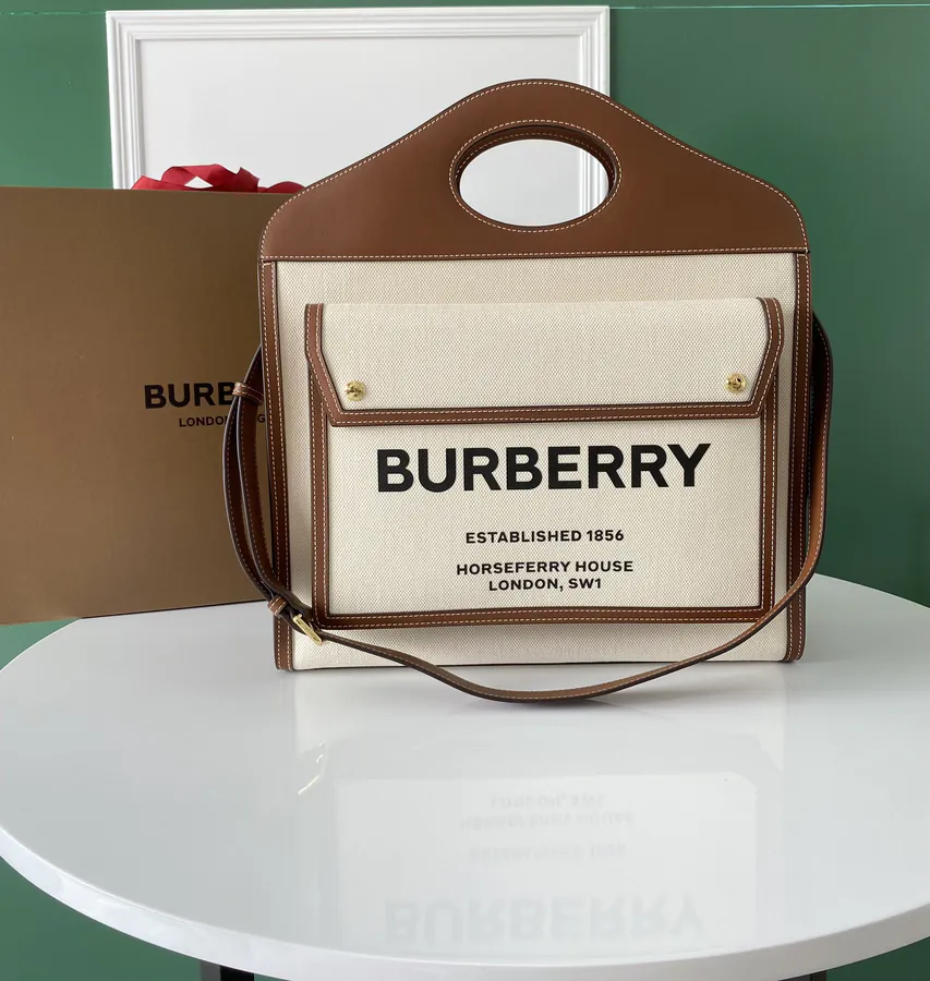 BBR Pocket Bag in Grained Calfskin and Canvas