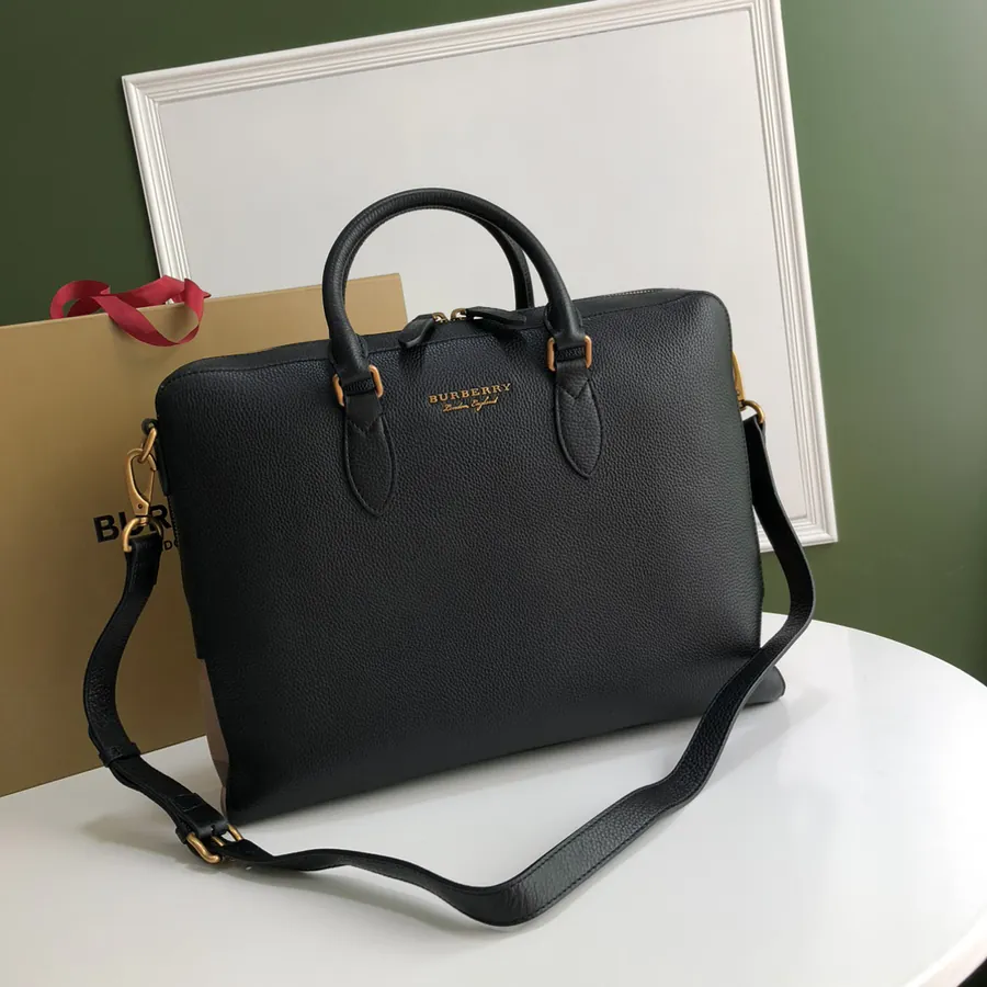 P650 B Brand Men's Grained Calfskin Briefcase