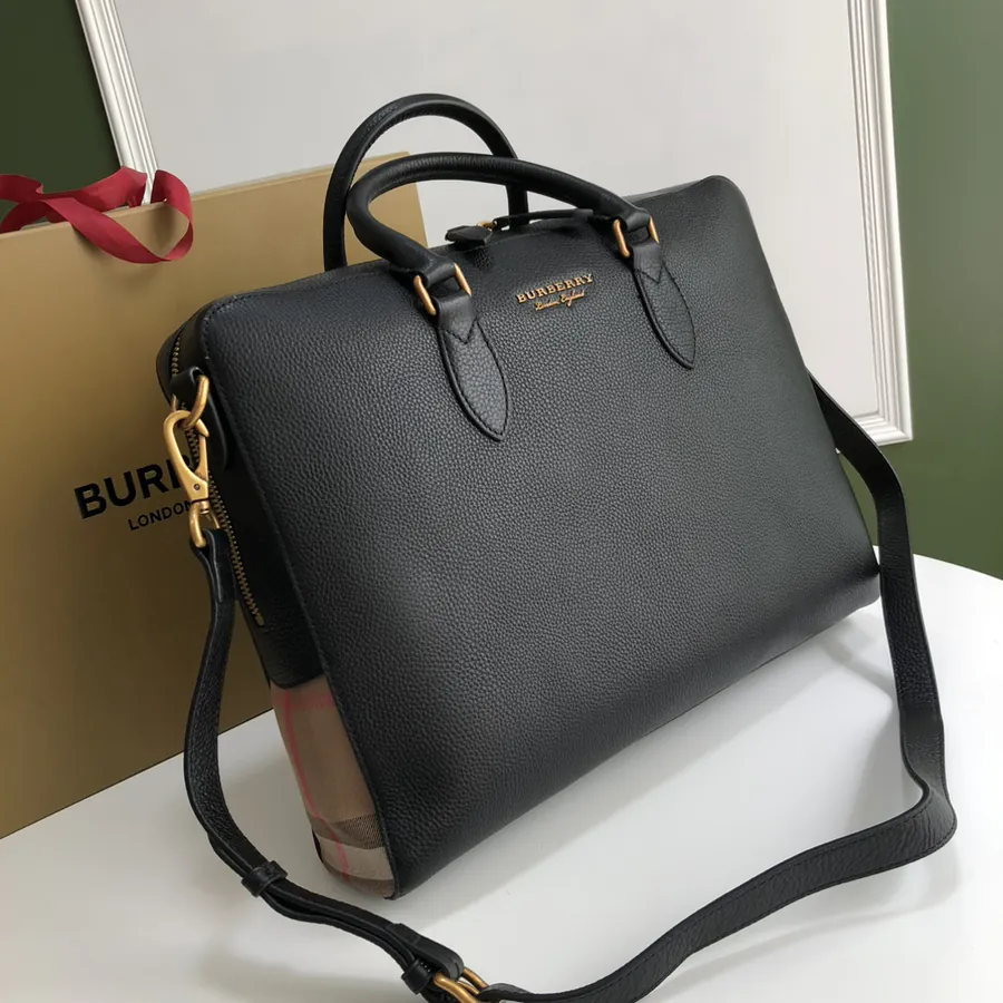 P650 B Brand Men's Grained Calfskin Briefcase