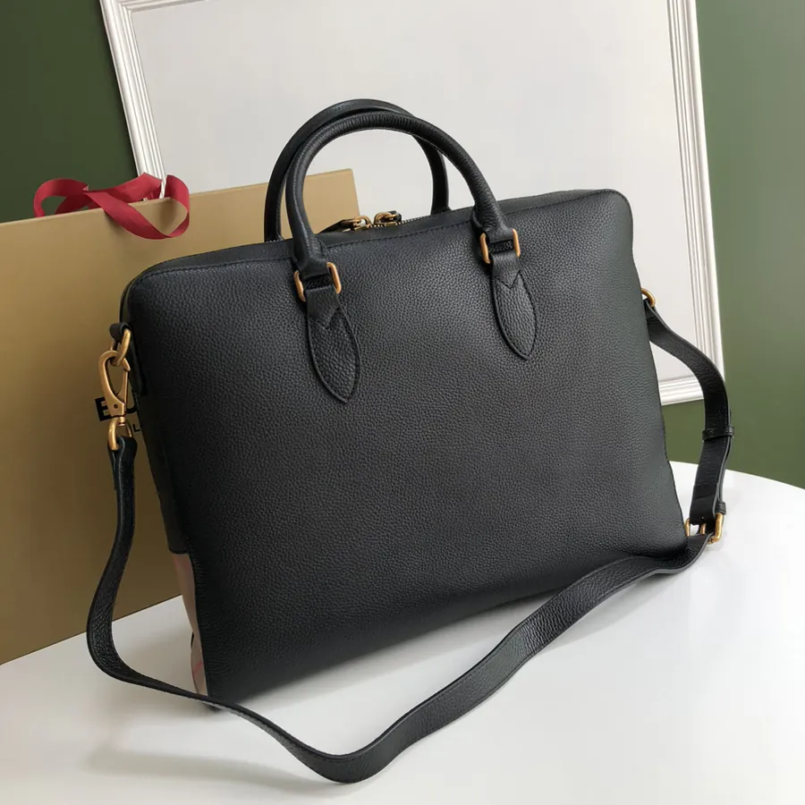 P650 B Brand Men's Grained Calfskin Briefcase