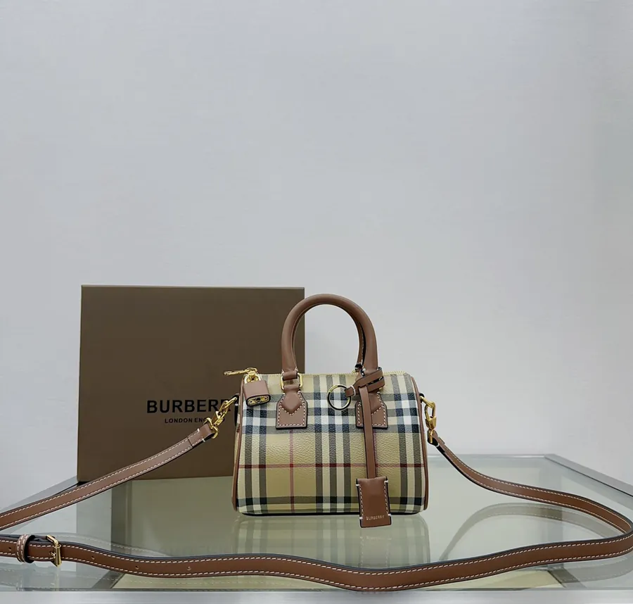 Bur Mini Boston Bag with Calfskin Wrap and Keychain