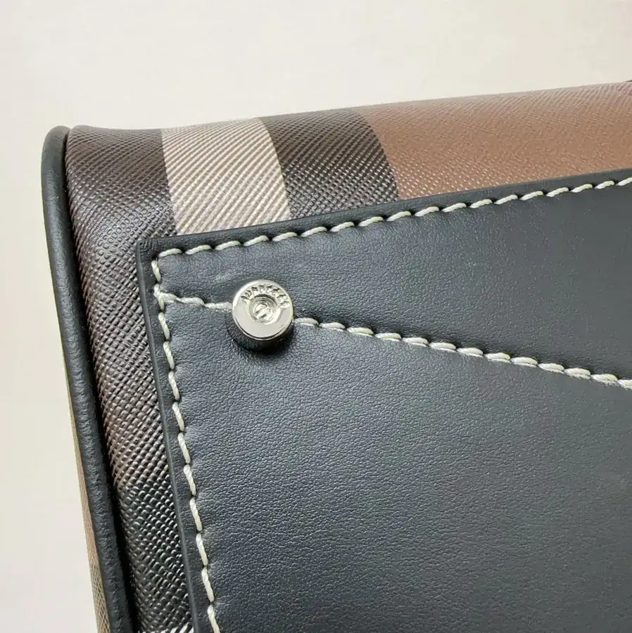 B Brand Travel Tote Bag with Grained Calfskin and Logo Zip
