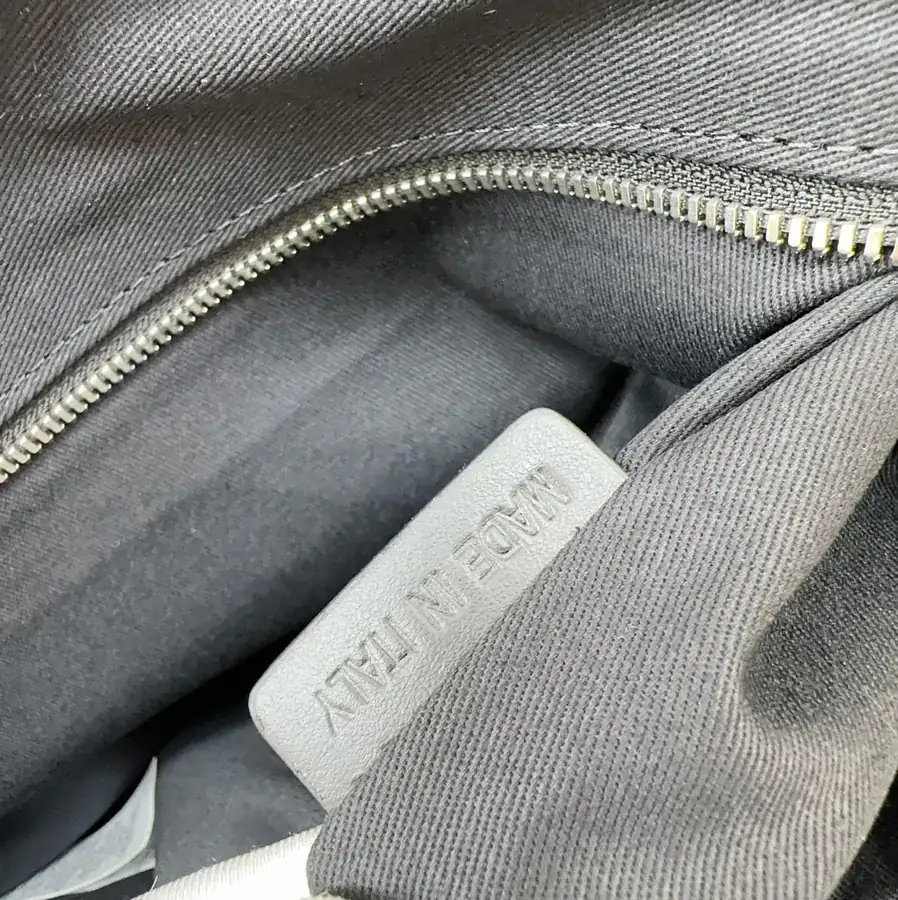 B Brand Travel Tote Bag with Grained Calfskin and Logo Zip