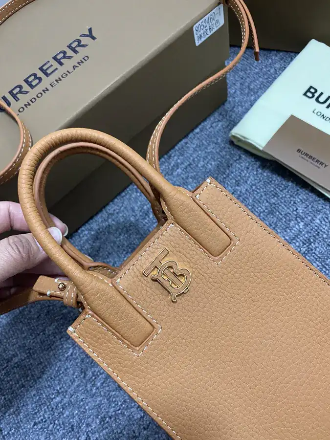 P530 Thomas Burberry Mini Tot Bag with Grained Calfskin