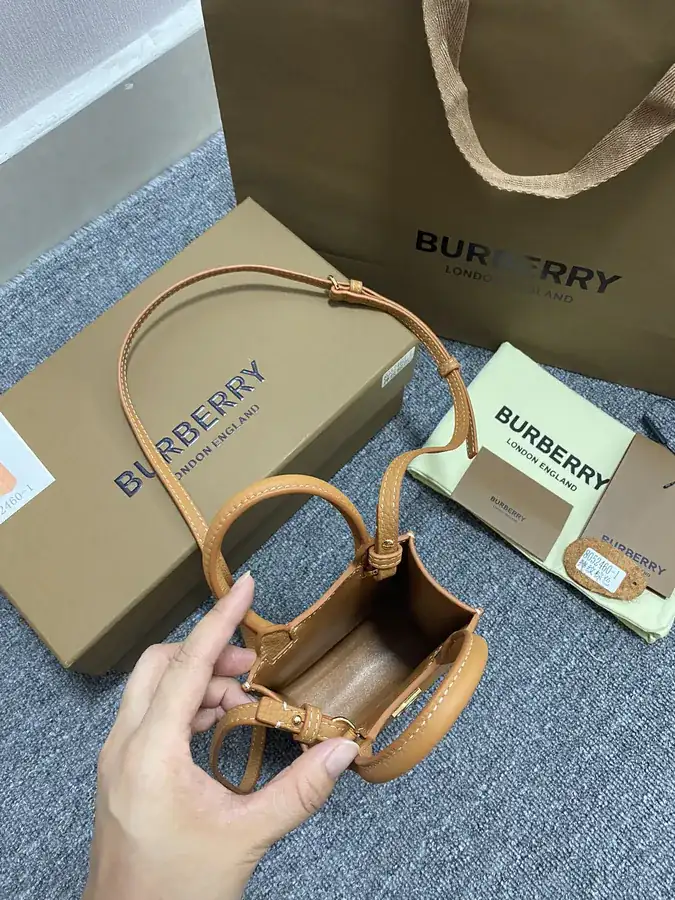 P530 Thomas Burberry Mini Tot Bag with Grained Calfskin