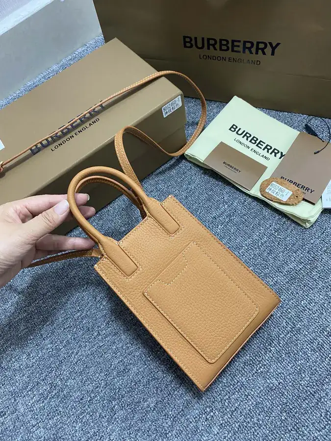 P530 Thomas Burberry Mini Tot Bag with Grained Calfskin