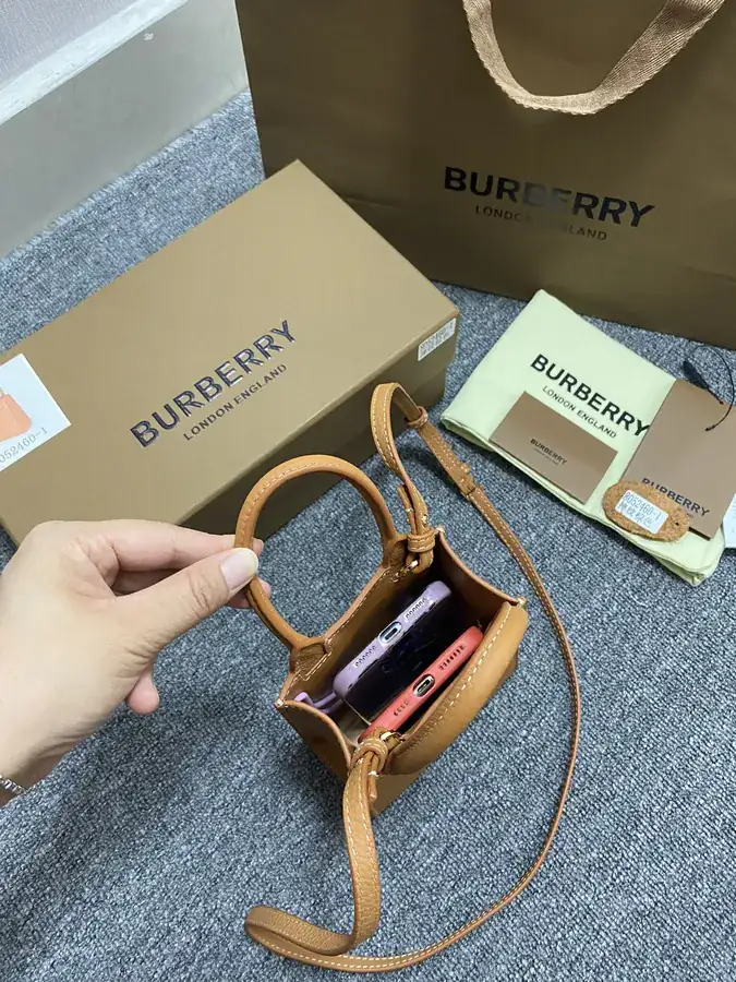 P530 Thomas Burberry Mini Tot Bag with Grained Calfskin