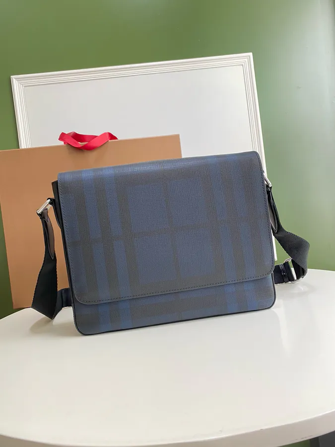 P500 B Family Check Messenger Bag with Soft Leather Trim