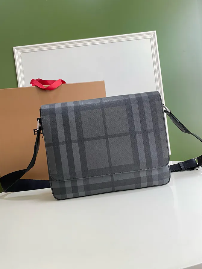 P500 B Family Check Messenger Bag with Soft Leather Trim