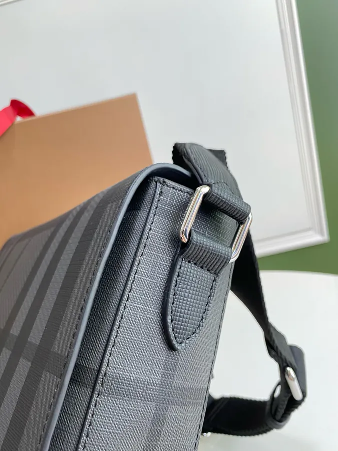 P500 B Family Check Messenger Bag with Soft Leather Trim