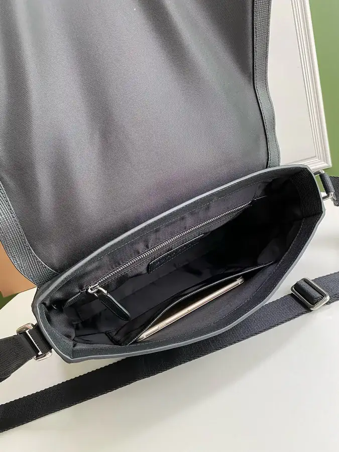 P500 B Family Check Messenger Bag with Soft Leather Trim