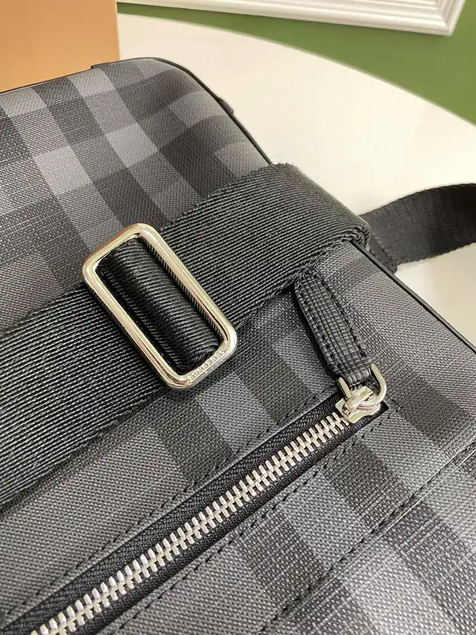 P500 B Family Check Messenger Bag with Soft Leather Trim