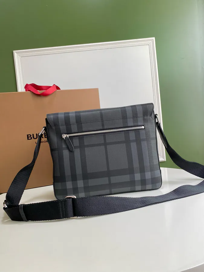 P500 B Family Check Messenger Bag with Soft Leather Trim