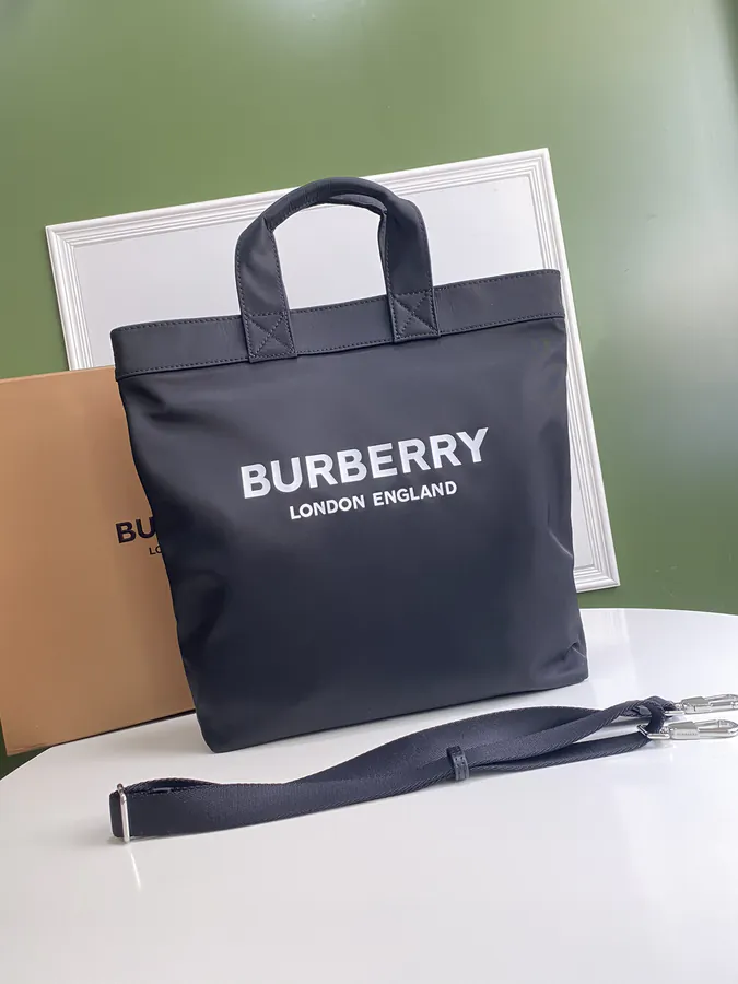 B Brand Tote Bag with Logo Embellishment