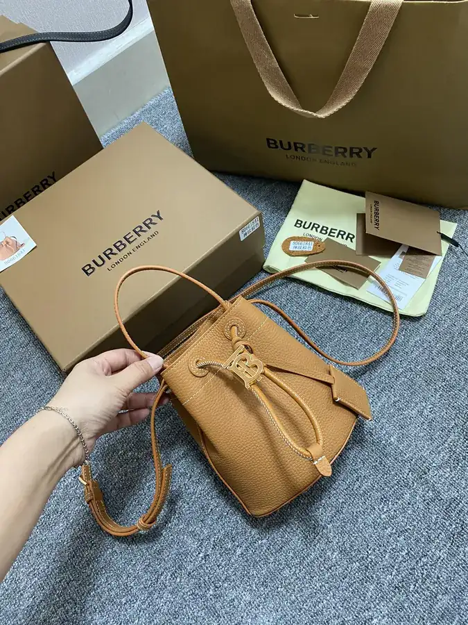 TB Exclusive Lock Clasp Mini Bucket Bag in Grained Calfskin