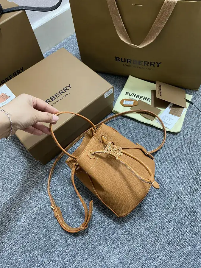 TB Exclusive Lock Clasp Mini Bucket Bag in Grained Calfskin