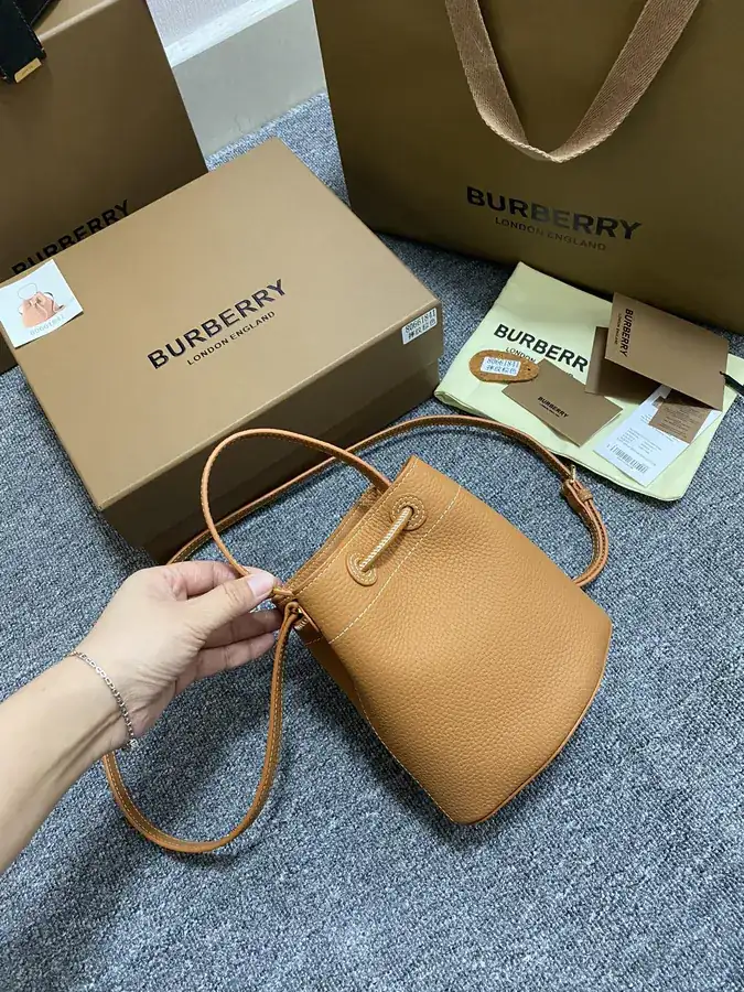 TB Exclusive Lock Clasp Mini Bucket Bag in Grained Calfskin