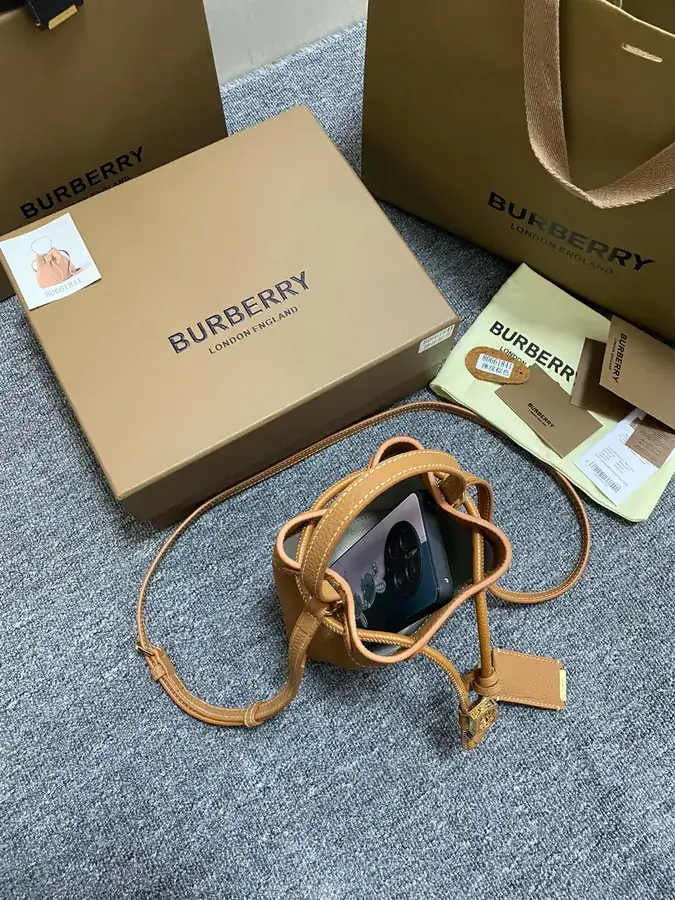 TB Exclusive Lock Clasp Mini Bucket Bag in Grained Calfskin