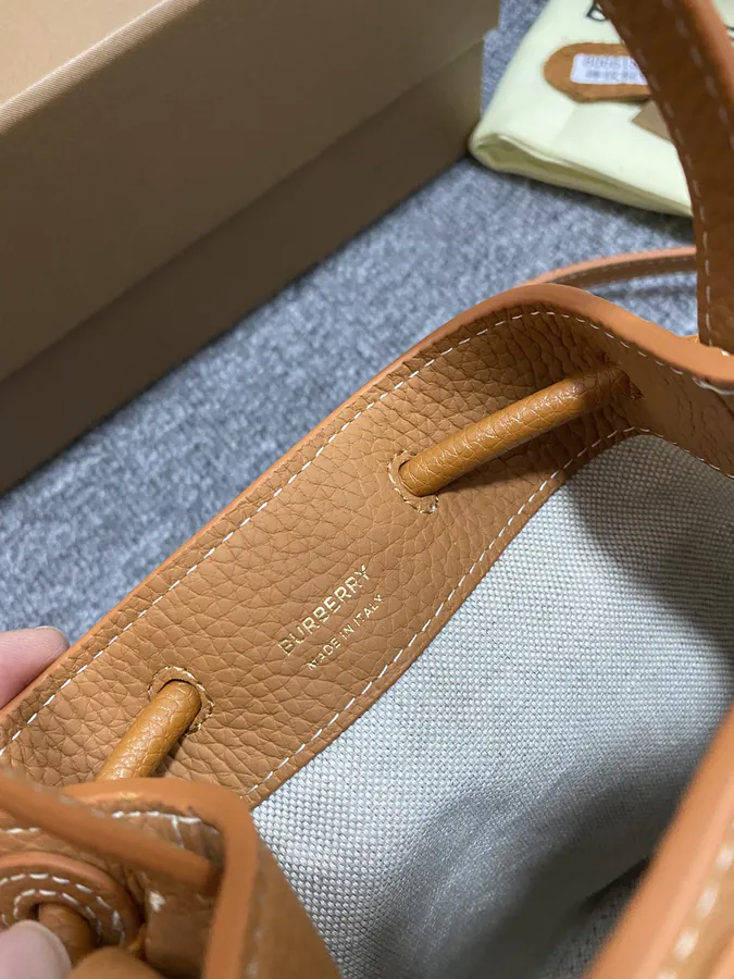 TB Exclusive Lock Clasp Mini Bucket Bag in Grained Calfskin
