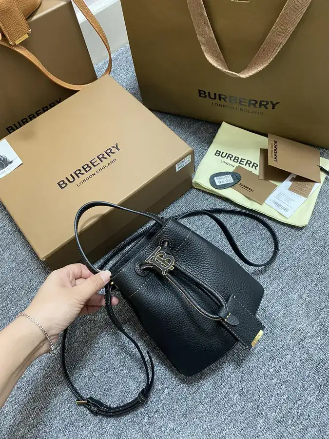 TB Mini Bucket Bag with Grained Calfskin