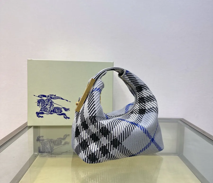 Burberry Zipper Bucket Bag with Grained Calfskin