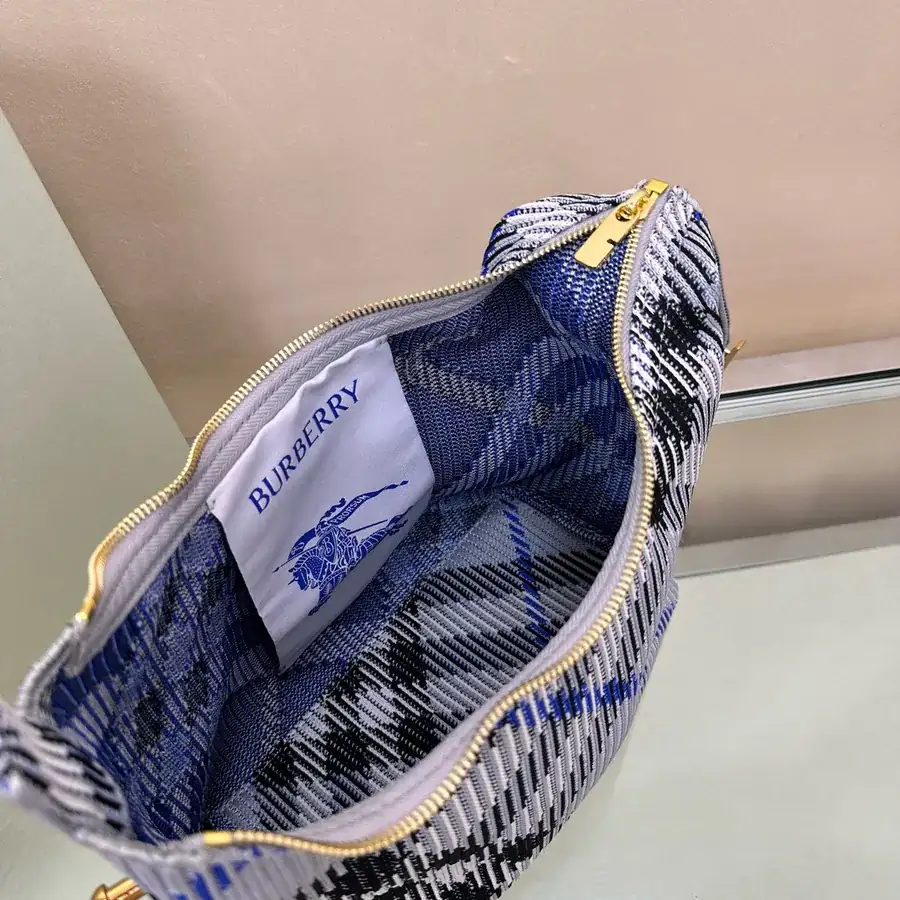 Burberry Zipper Bucket Bag with Grained Calfskin