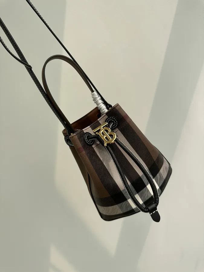 Thomas Burberry Mini Birch Brown Bucket Bag
