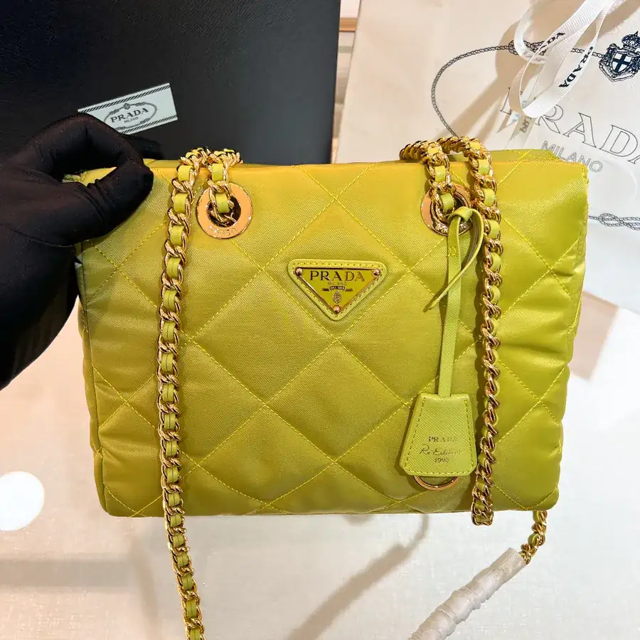 Re Edition 1995 Vintage Shoulder Bag with Black Gold Chain