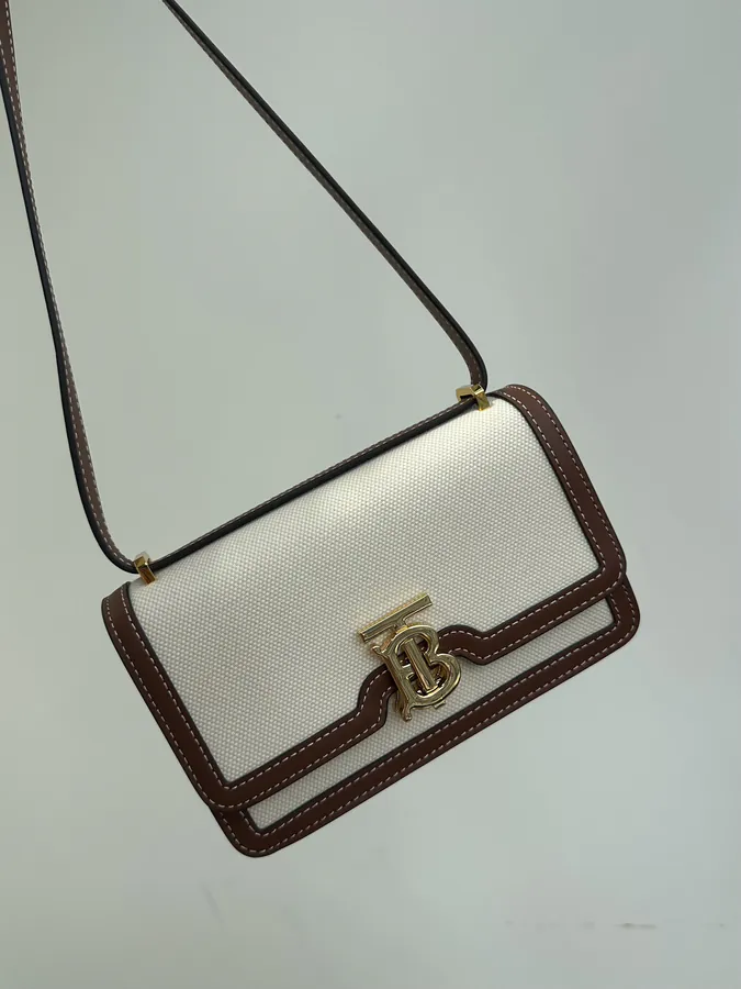 Thomas Burberry Original Canvas Tote Bag with Calfskin Trim