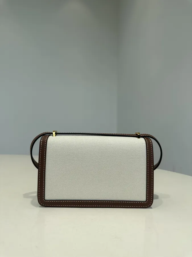 Thomas Burberry Original Canvas Tote Bag with Calfskin Trim