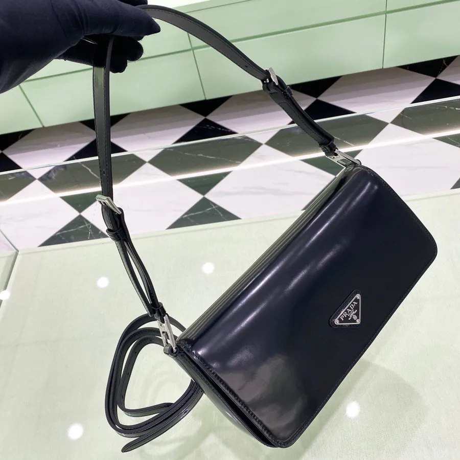 Cleo Series Bright Finish Calfskin Flip Top Crossbody Bag