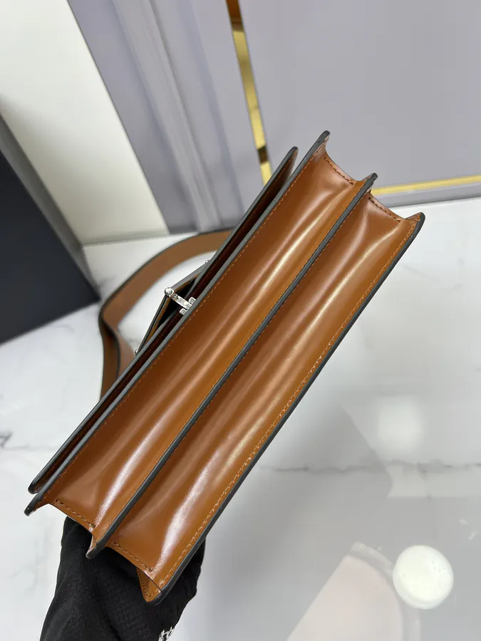 Cleo Series Grained Calfskin Clutch Crossbody Bag