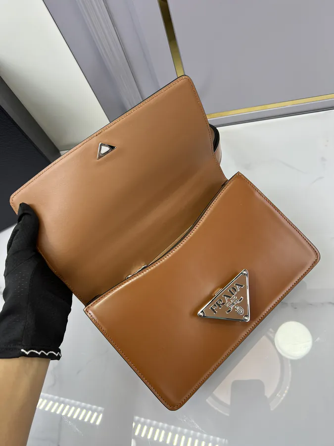 Cleo Series Grained Calfskin Clutch Crossbody Bag