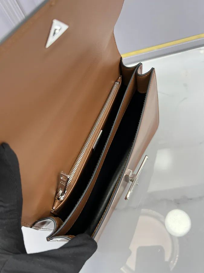 Cleo Series Grained Calfskin Clutch Crossbody Bag